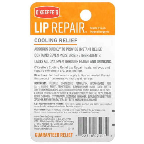 O'Keeffe's Lip Repair, All-Day Moisture, Cooling Relief Lip Balm - 3 Pack