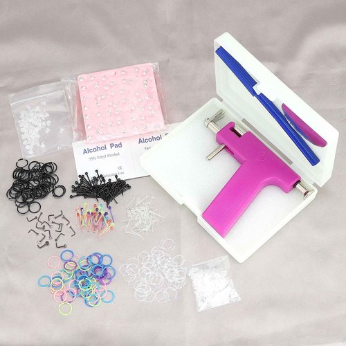 JOYTOYOU 567PCS Reusable Body Piercing Gun Tool Set Professional Ear Nose Lip Piercing Machines with Piercing Studs Retainers Earrings for Home and Salon Use Colorful