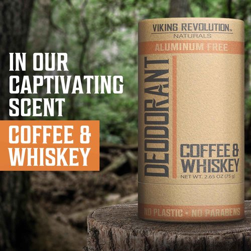Viking Revolution Beard Wash and Beard Conditioner for Men + Coffee-Whiskey Deodorant for Men - With Argan Oil and Jojoba Oil, Beard Softener and Strengthener Beard Care - Deodorant Men Aluminum Free