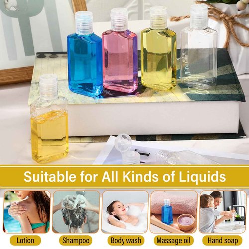 LemonRoad 150 Pcs 1 oz Travel Bottles Bulk Hand Sanitizer Bottle Mini Clear Bottles with Flip Caps Portable Empty Refillable Containers for Shampoo Lotion Liquid Body Soap Cream Toiletries(Clear Lid)