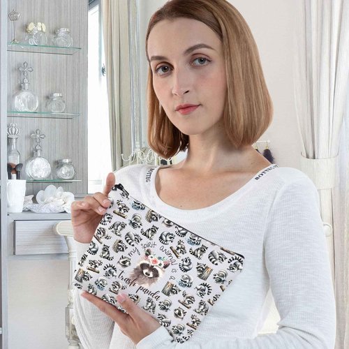 WZMPA Racoon Themed Cosmetic Bag Racoon Lover Gift My Spirit Animal Is A Trash Panda Makeup Zipper Pouch Bag Animal Lover Gift (Trash Panda F)
