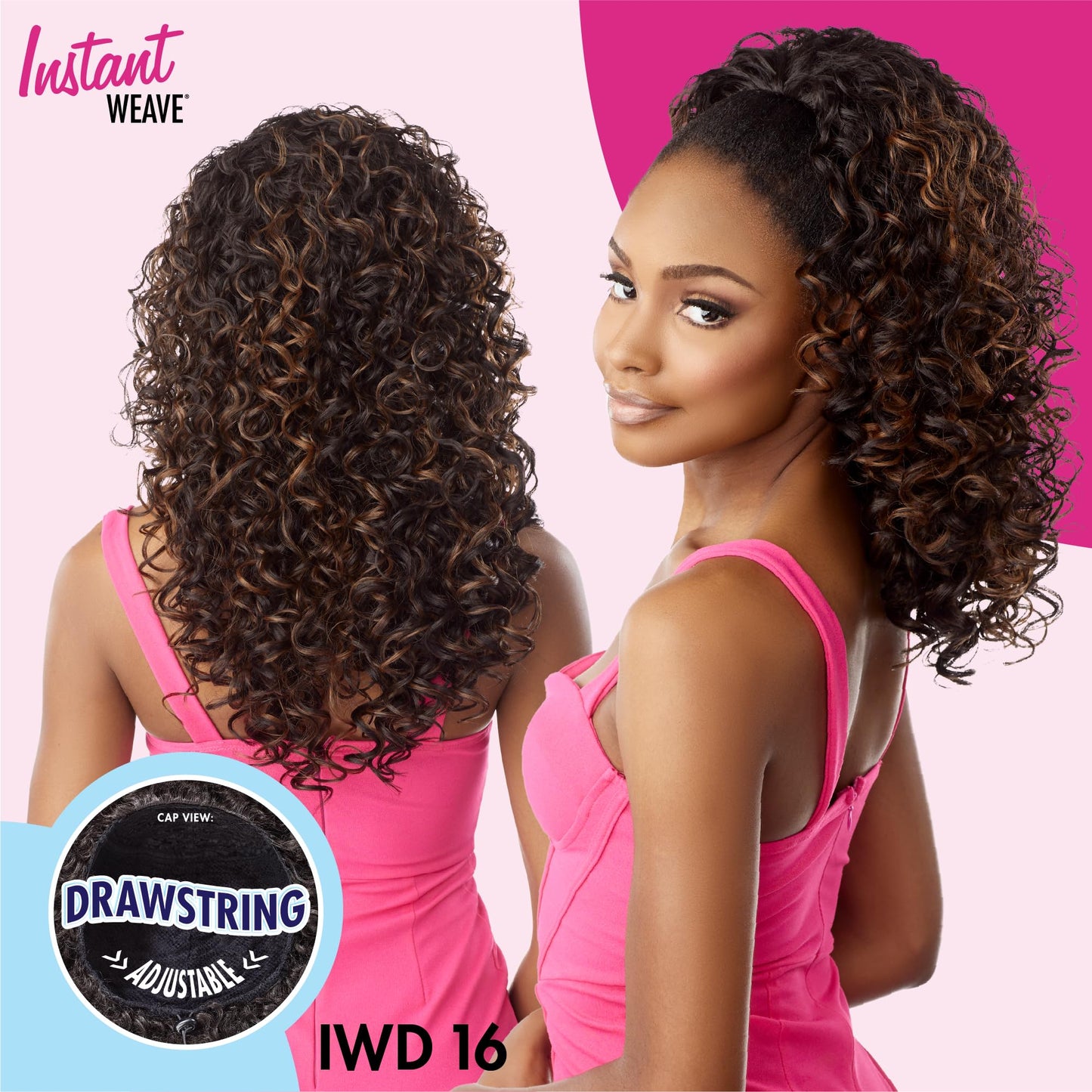 Sensationnel Instant weave half wig - 17 synthetic blendwig adjustable drawstring for seamless hair blending (1B OFFBLACK)