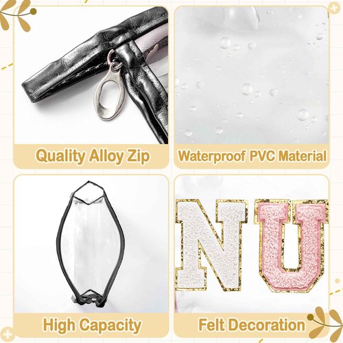 CY2SIDE NURSE Clear Makeup Bag - Gradient Pink NURSE Letter Patch Cosmetic Bag with Handle for Travel