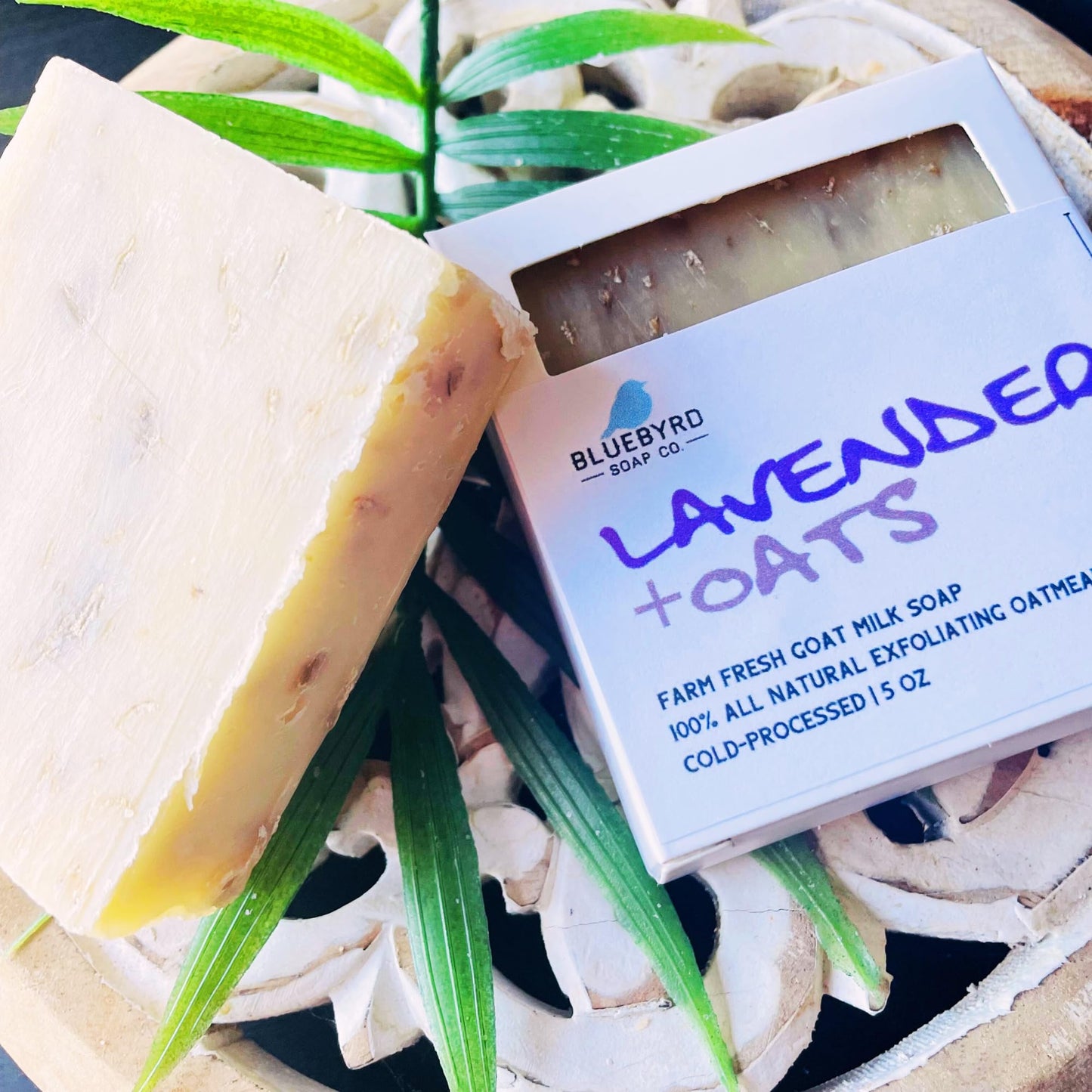 Bluebyrd Soap Lavender & Oatmeal Natural Goat Milk Soap Bar | All Natural Handcrafted Soap With Organic Oils | Exfoliating Oatmeal Goat Milk Bar Soaps (Lavender Oatmeal)