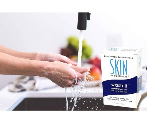 Dermalab Moisturize It Skin Cream 4oz & Wash It Superfatted Hypoallergenic Fragrance Free Cleansing Bar | Moisturizing Lotion Hydrates Skin | Softens Skin with Collagen | Safe for Kids & Adults