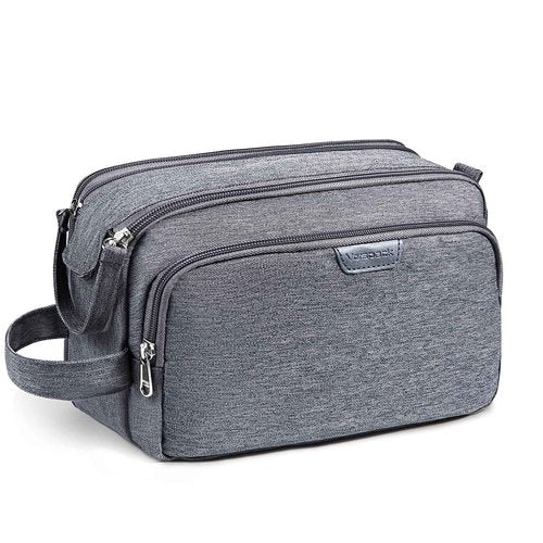 Vorspack Travel Toiletry Bag - Water Resistant Travel Bag for Toiletries, Cosmetics, Accessories, Gifts for Men - Grey