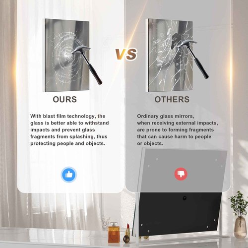 Hasipu Vanity Mirror with Lights, 13.8" x 10.6" LED Makeup Mirror, Light up Mirror with 10X Magnification, Smart Touch 3 Colors Dimmable, 360° Rotation (White)