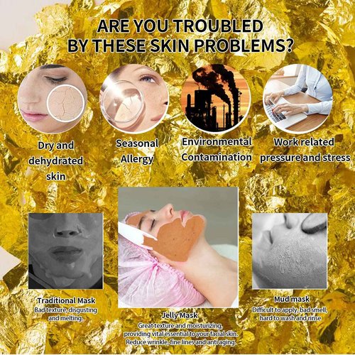 Nielies Vampire & 24K Gold Jelly Mask, Facial Skin Care- Collagen Peel-Off Jelly Mask Set, Jelly Mask For Facials, Hydrojelly Masks,Vegan Peel Off Face Mask, For Brightening & Nourishing