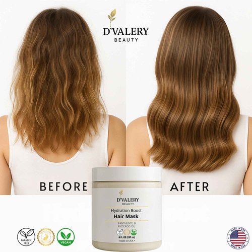 Hydrating Hair Mask with Avocado Oil & Panthenol – Deep Conditioning, Anti-Frizz & Detangling Treatment for Dry, Damaged or Color-Treated Hair – 8 oz