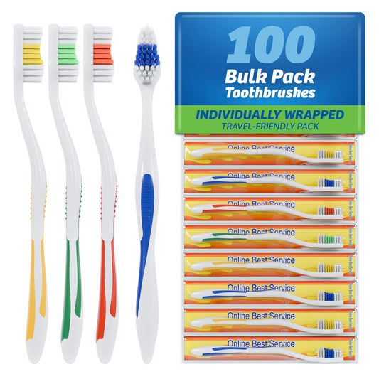 Online Best Service 100 Pack Toothbrush Standard Classic Medium Soft Toothbrush Bulk Individually Wrapped