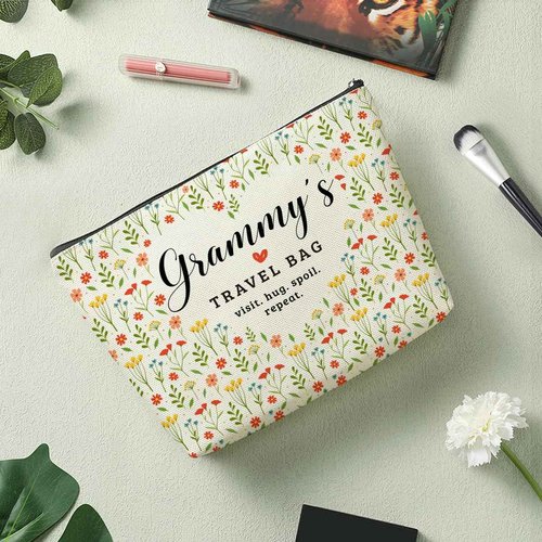 Grammy's Travel Bag Mothers Day Makeup Bag Grandma Gifts Grandma Birthday Gifts Funny Coloful Floral Cosmetic Bag for Women Nana Gigi Mimi Nanny Granny Mom Chirstmas Appreciation Retirement Gifts