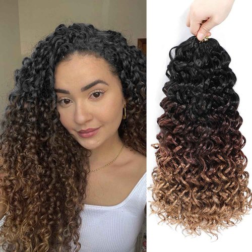Naniciar Gogo Curl Crochet Hair 18 Inch 7 Packs Curly Crochet Hair for Black Women, Deep Wave Crochet Hair Beach Curl Synthetic Braiding Hair Extensions(18Inch 1B/30/27)