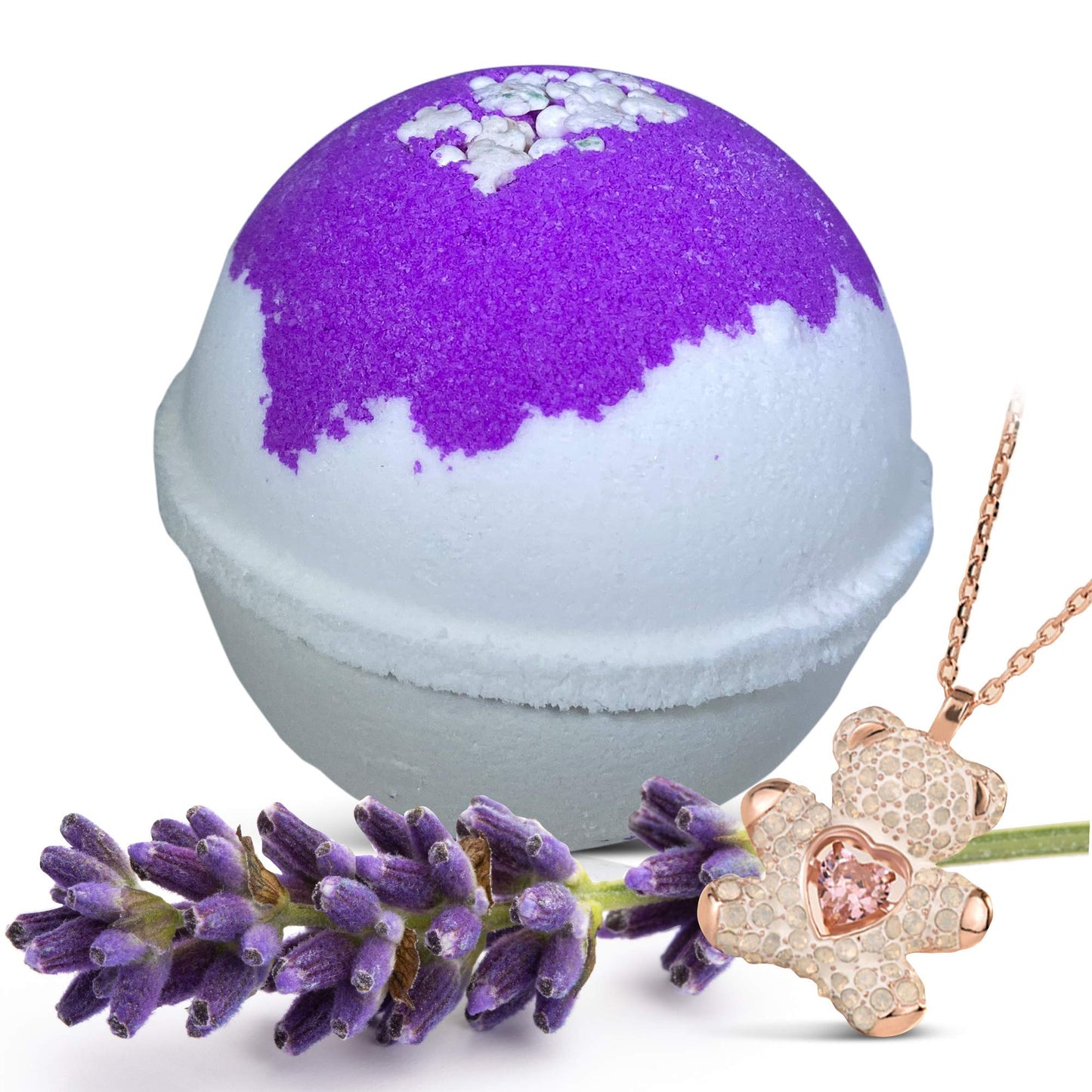 Bath Bomb with Surprise Bear Necklace Inside - Skin Moisturizing Natural Ingredients Safe for Kids - Bath Bomb with Bear Jewelry Inside for Women