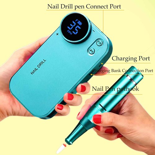 35000RPM Professional Portable Nail Drill Electric File Rechargeable Nail E File Machine with Bits & Clean Brush for Acrylic Nails Remove Nail Gel Polish Manicure for Salon Home,Cordless(Blue Purple)