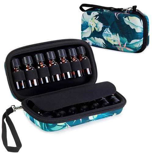 FITNATE Essential Oil Case,14 Slots Essential Oil Storage, EVA Hard Shell Travel Organizer for 5ml 10ml Bottles, Waterproof Aromatherapy with Detachable Strap