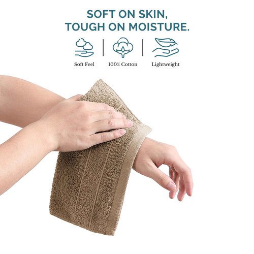 Casa Platino Washcloths 12 Pack - Spa & Salon Quality - 100% Ring Spun Mercerized Cotton Face Towels - Very Soft & Absorbent Wash Cloths for Body, Beauty, Home, Gym - Fingertip Towels - 13"x13", Taupe