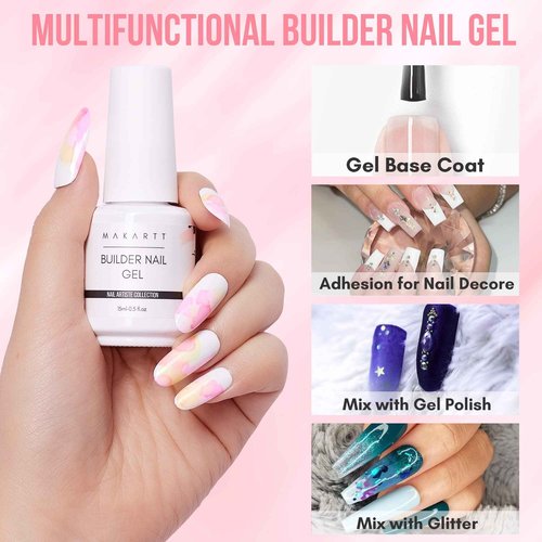 Makartt Gel Nail Polish Magnetic Cat Eye 9D Black Hole Gel Nail Polish Bundle Builder Nail Gel 15ml 5 in 1 Multifunctional Clear Gel Nail Polish