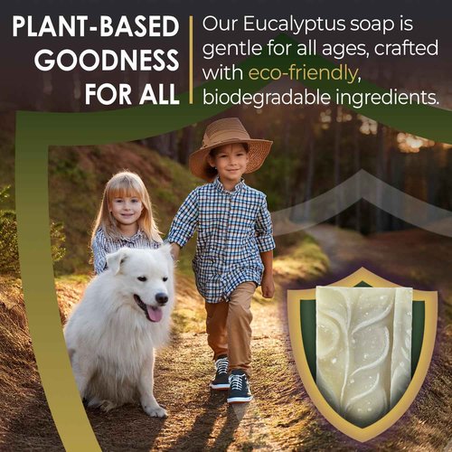 Blue Moon Elise All Natural Eucalyptus Soap Bars, Scented with Premium Essential Oils, Handmade in the USA, Moisturizing and Therapeutic for Face/Body, For Sensitive Skin, For Men and Women (5 Pack)