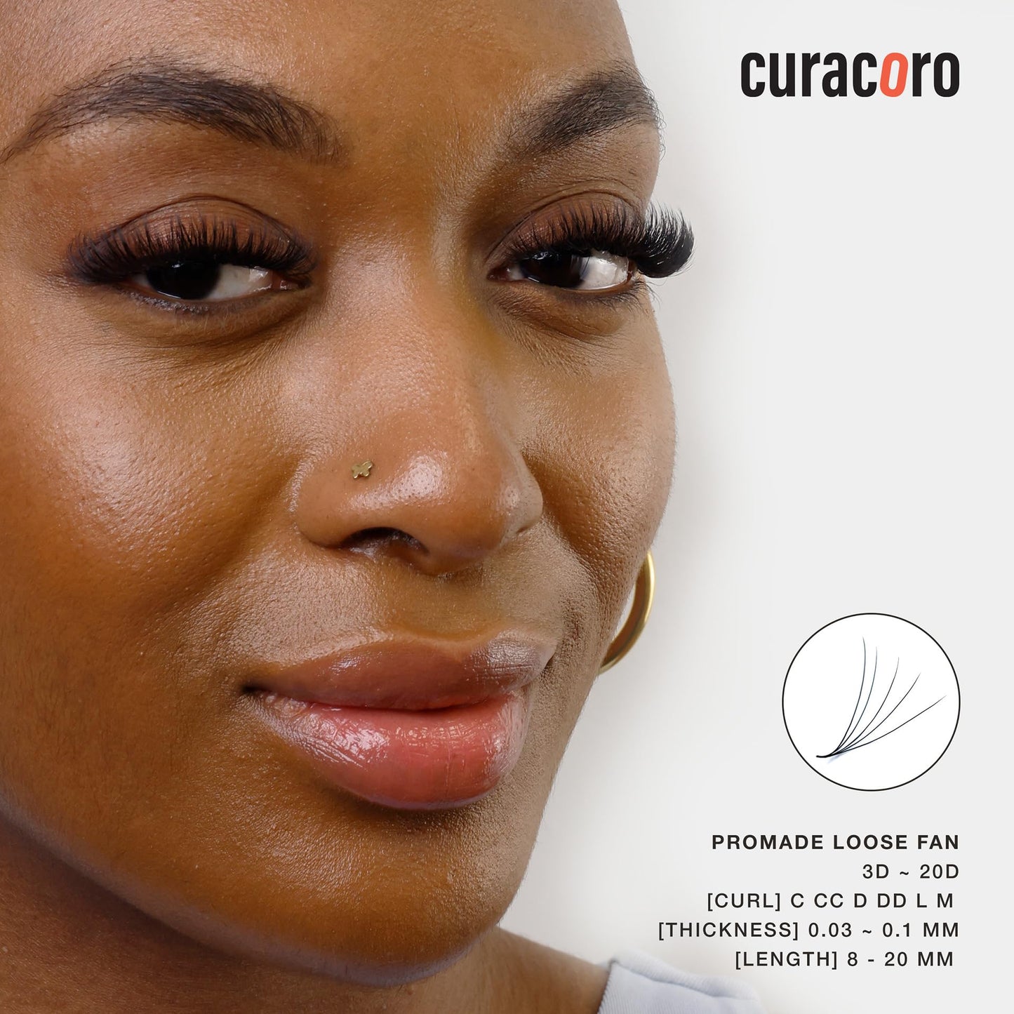 Curacoro Promade 500 Fans - Handmade Volume Promade Eyelashes Fans, 3D To 16D, C CC D DD L M Curl, Thickness 0.03~0.1mm, 8-20mm Length, Professional Long-Lasting Promade Lash Fans (6D-0.07 C, 10 mm)