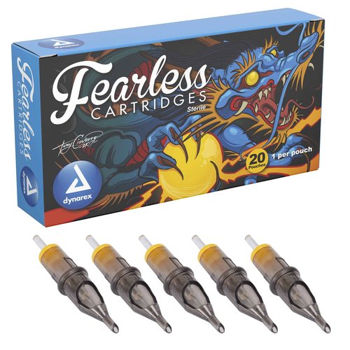 Dynarex Fearless Tattoo Cartridges - Round Shader, 1211RS, Surgical-Grade Needles, #12 (0.35mm) 11RS Tattoo Cartridges, 1 Box of 20 Tattoo Cartridges