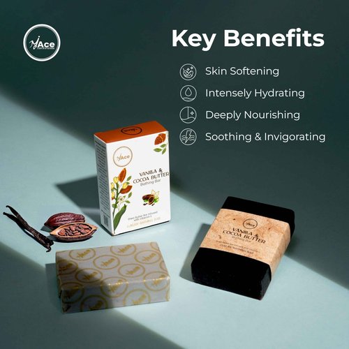 MY ACE Vanilla & Cocoa Butter Gentle Bathing Bar – Handmade Soap with Extracts & Coconut Oil, Shea Butter & Vitamin E, SLES-Free, Moisturizing (3.5oz Each, Pack of 3)