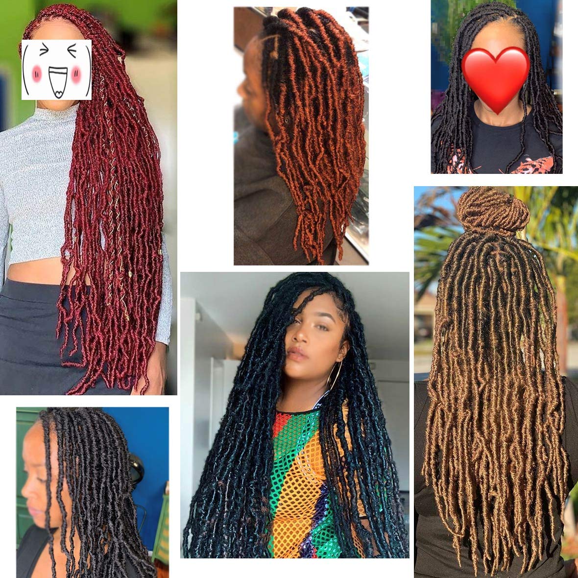 Leeven 18 Inch New Soft Locs Crochet Braids Hair 350# Pre-looped Curly Locs Braiding Hair 7 Packs Ginger Goddess Locs Hair Extensions Cooper Red Faux Locs Crochet Hair for Women