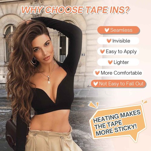 Benehair Tape in Human Hair Extensions, 12 inch Straight Invisible Tape Extensions Remy Blonde Hair Extensions 10pcs 20g Medium Brown Mix Dark Blonde 4p27