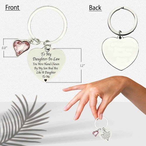 MALLAbyLAMMA to My Daughter-in-Law Gifts: Compact Mirror Engraved, Keychain, Sentimental Gift for Birthday, Christmas, Mother's Day