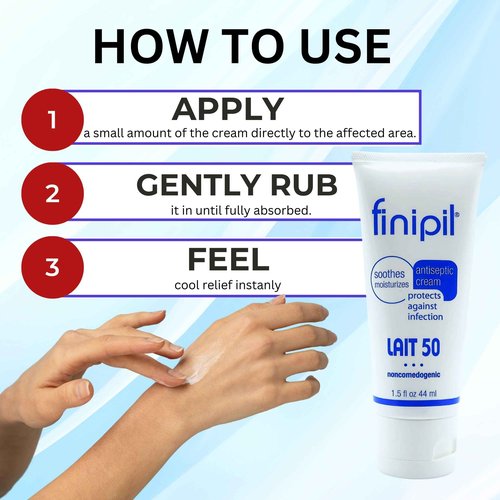 Nufree Finipil Lait 50 – Antiseptic Post-Hair Removal Lotion, Soothes & Protects Skin, Set of 2 Tubes 44 Ml