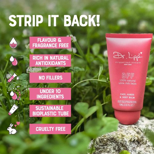 Dr. Lipp BFF Ultra Rich Balm 75ml – 4-in-ONE Dry Skin Moisturising Multi-Use Balm for Face, Hands, Body & any Delicate Areas – 100% Natural Coconut Oil & Lanolin – Fragrance & Cruelty Free