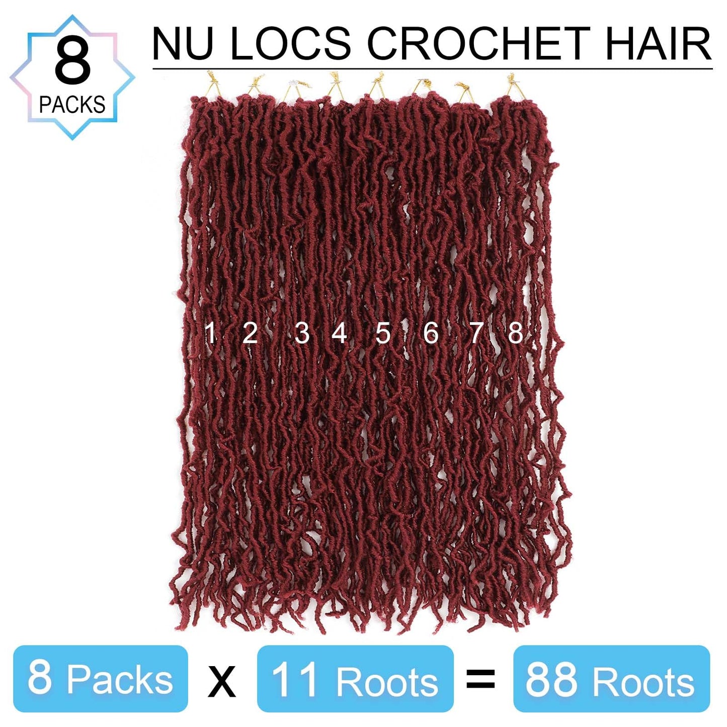 36 Inch Soft Locs Crochet Hair 8 Packs Pre Looped Faux Locs Crochet Braids Goddess Locs Hair For Black Women（36Inch 8pcs,BUG）