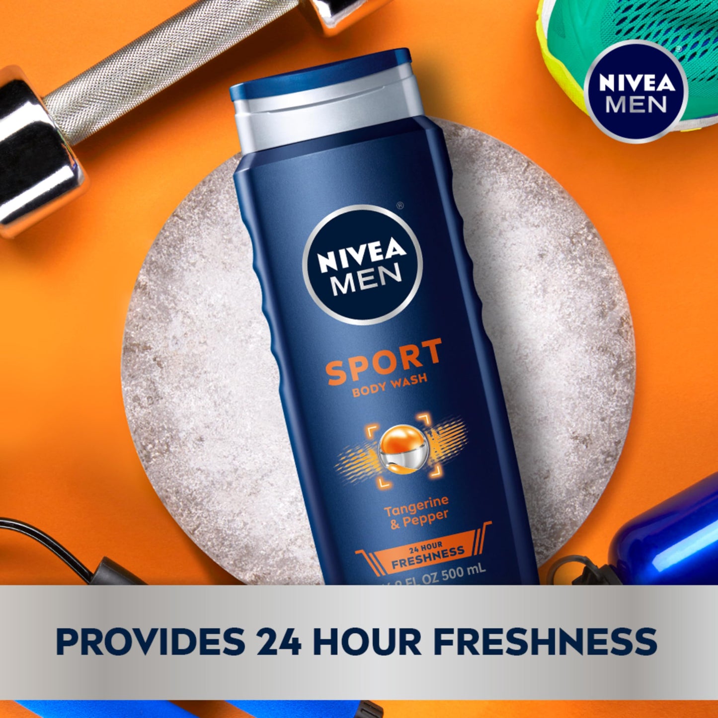 Nivea Men Sport Body Wash for Men with Revitalizing Minerals, Men Body Wash, 30 Fl Oz Pump Bottle (Pack of 2)