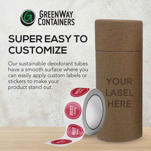 GreenWay 2.5oz / 70g Kraft Paperboard Deodorant Tubes with Lids - 25 Pack Solid Perfume Tubes Refillable DIY Cosmetic Containers - Brown