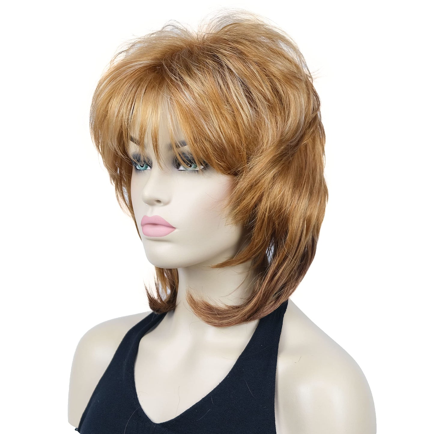 Lydell 16" Long Straight Wigs Soft Shaggy Layered Wigs Classic Cap Full Synthetic Hairpieces (AB005)