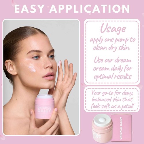 Crickle Daisy Hydrating Face Cream - Soothing & Nourishing Moisturizer with Hyaluronic Acid, Niacinamide & Willow Bark Extract. Suitable for Sensitive Skin. Fragrance Free. Made in the USA, 1.7 oz