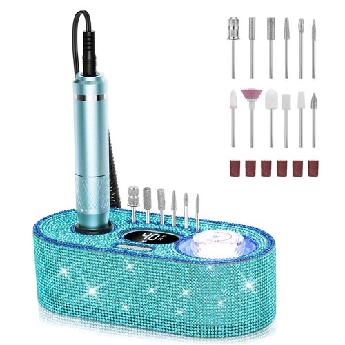 JOSGLOI Electric Nail Drill Professional: Shiny 40000RPM Electric Nail File Kit E File Nail Drill Machine with LCD Display for Acrylic Gel, Manicure Pedicure Polishing Grinder for Salon Home, Diamond
