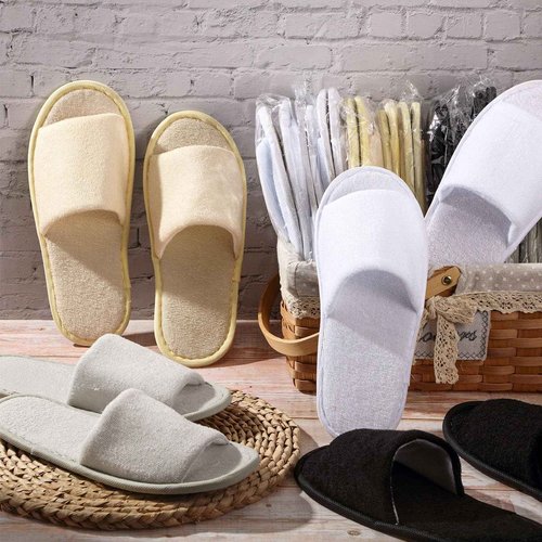 Geyoga 24 Pairs Spa Disposable Slippers Open Toe Non Slip Slippers for Women Men Guests Hotels Home Party Housewarming(Black, White, Khaki, Light Gray,L)