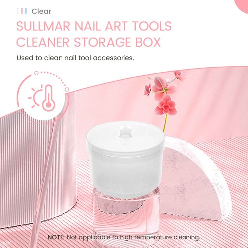 Nail Soaking Tray Box Cleaner Pot for Scissors Tweezers Nail Art Tools Manicure Soaking Tray Clean Box Nail Drill Bits Clean Box -Clear