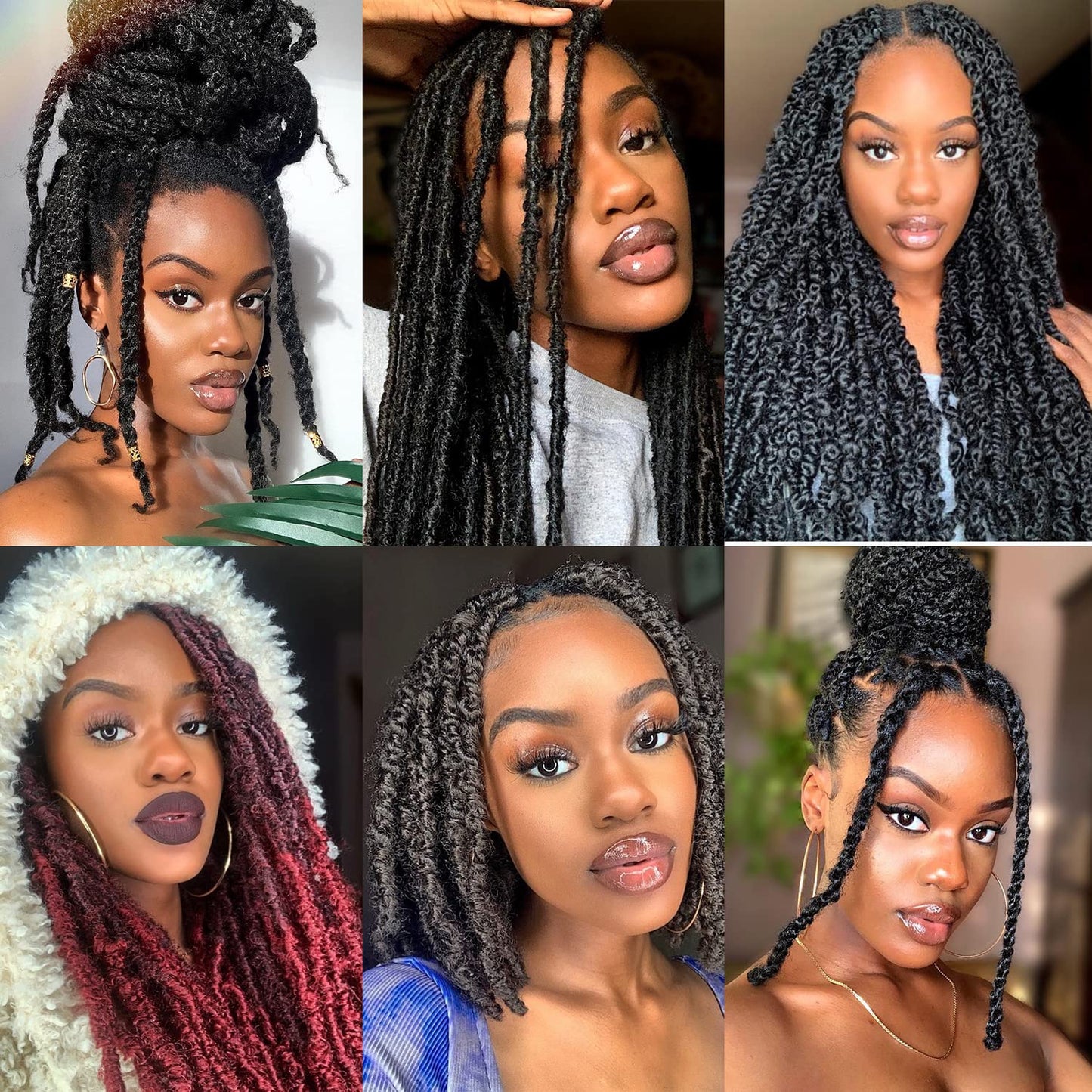 Springy Afro Twist Hair 12 Inch 3 Packs Kinky Twist Hair Black Color Pre Fluffed Marley Twist Braiding Hair for Black Women (12 inch, 1B)