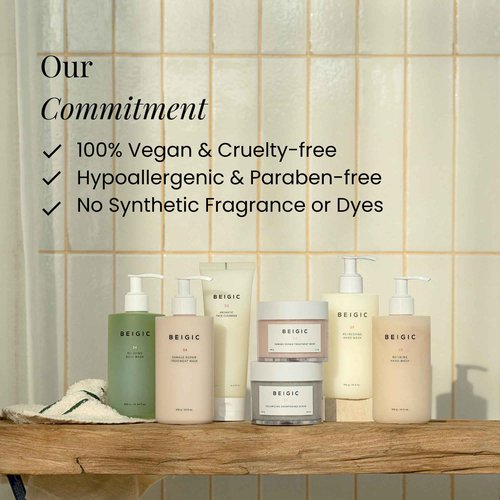 BEIGIC Aromatic Face Cleanser - Gentle Foaming Vegan Face Wash with Hyaluronic Acid & Micellar Water for sensitive skin (4.39 fl oz)