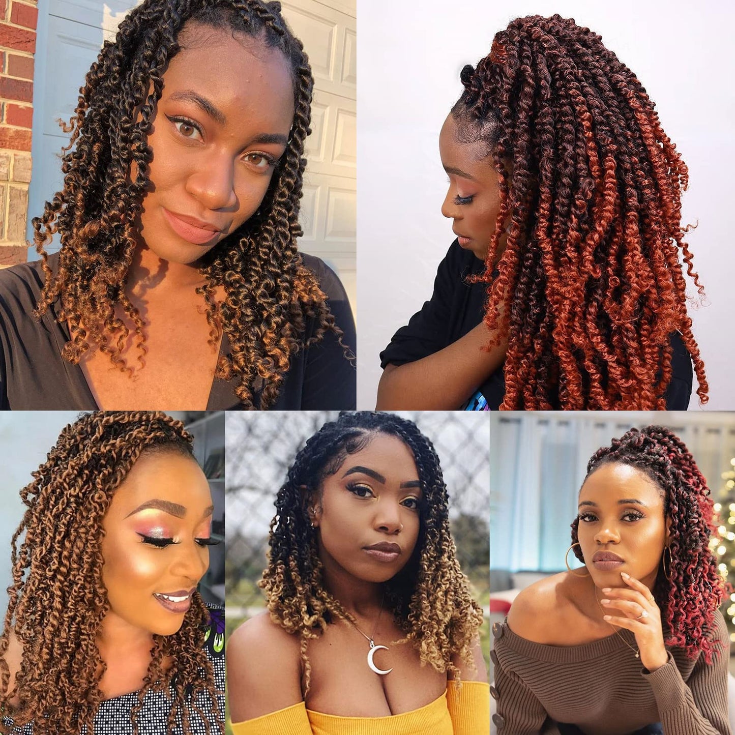 Leeven Ombre Burgundy 14 Inch Pretwisted Passion Twist Crochet Hair 8 Packs Pre Looped Red Short Curly Ends Bohemian Braids Synthetic Hair Extensions for Black Women #TBUG