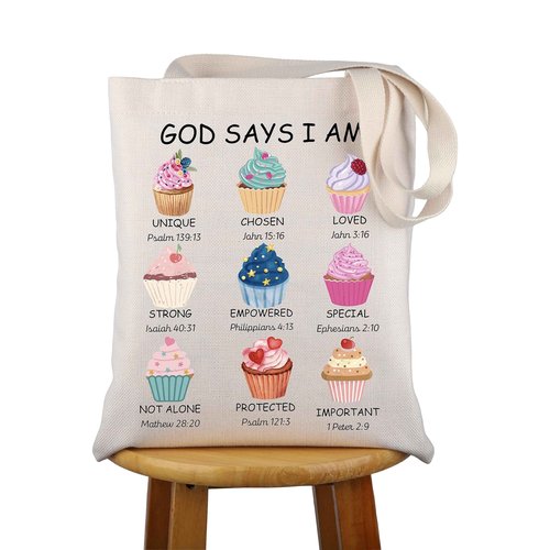UJIMS Christian Baker Gift God Says I Am Baking Cupcake Lovers Tote Bag Cupcakes Jesus Baking Lover Women Tote Bag (Cupcake Lovers Tote Bag)