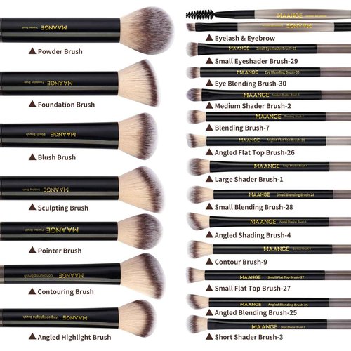 MAANGE Makeup Brushes 30 Pcs Makeup Kit, Multi-functional Makeup Tool Set with 20 Pcs Makeup Brush Foundation Brush Make up Brushes Set with Bag,Black