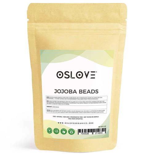 Oslove Organics Pure Jojoba Beads- 20/40 Mesh Size | Cleanses and Exfoliates Skin | Use in Soaps, Cleansers & Scrubs- 4oz