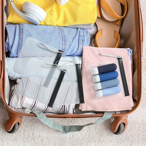 Mrsdry Clear Toiletry Bag, 4 Pack TSA Approved Security Travel Toiletry Bag Carry on Travel Accessories Bag Airport Airline Quart Size Bags Water Repellent Makeup Cosmetic Bag for Women