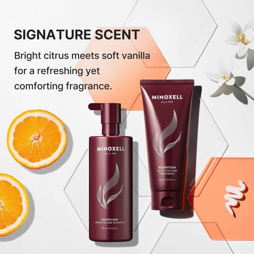 MINOXELL Volumizing Shampoo for Thinning Hair – Korean Hair Care with Biotin & Panthenol – Root Lifting, Damage Repair & Shine – Sulfate-Free Formula, White Tea Mandarin Scent, 16.9 fl oz