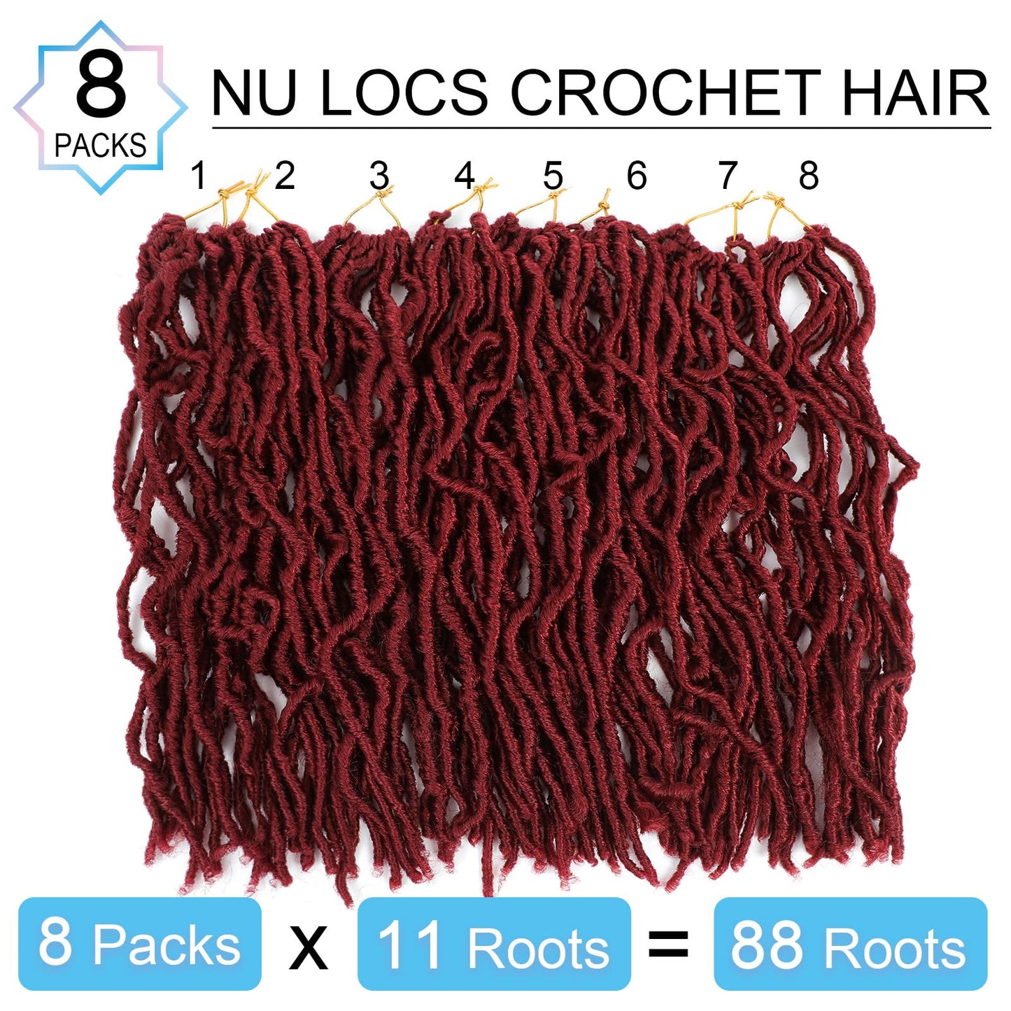 14 Inch Soft Locs Crochet Hair 8 Packs Pre Looped Faux Locs Crochet Braids Goddess Locs Hair For Black Women（14Inch 8pcs,BUG）