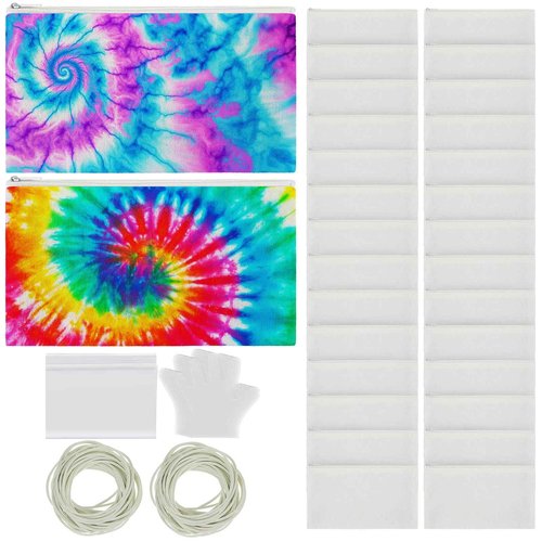 Silkfly 30 Pcs White Cotton Makeup Bags for Tie Dying Kit Items Things to Tie Dye Blank Cotton Cosmetic Bags Multi Purpose for Large Groups Party DIY Project(8.3 x 5.3 Inch)