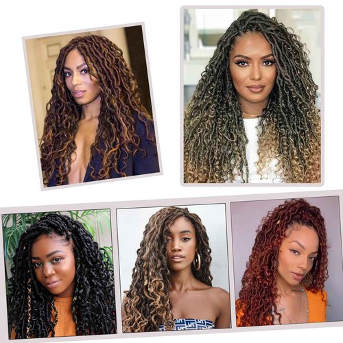 Vemet Goddess Locs Crochet Hair 24 Inch 9 Packs Synthetic Faux Locs Crochet Hair for Black Women, River Locs Hair Extensions Style Pre looped Crochet Locs with Curly Ends