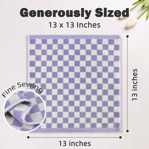 Jacquotha Washcloths 12 Pack Checkered - Wash Cloths for Showering (13"x13") in 4 Colors, Multi-Purpose Bathroom Face Cloths, Soft and Cute